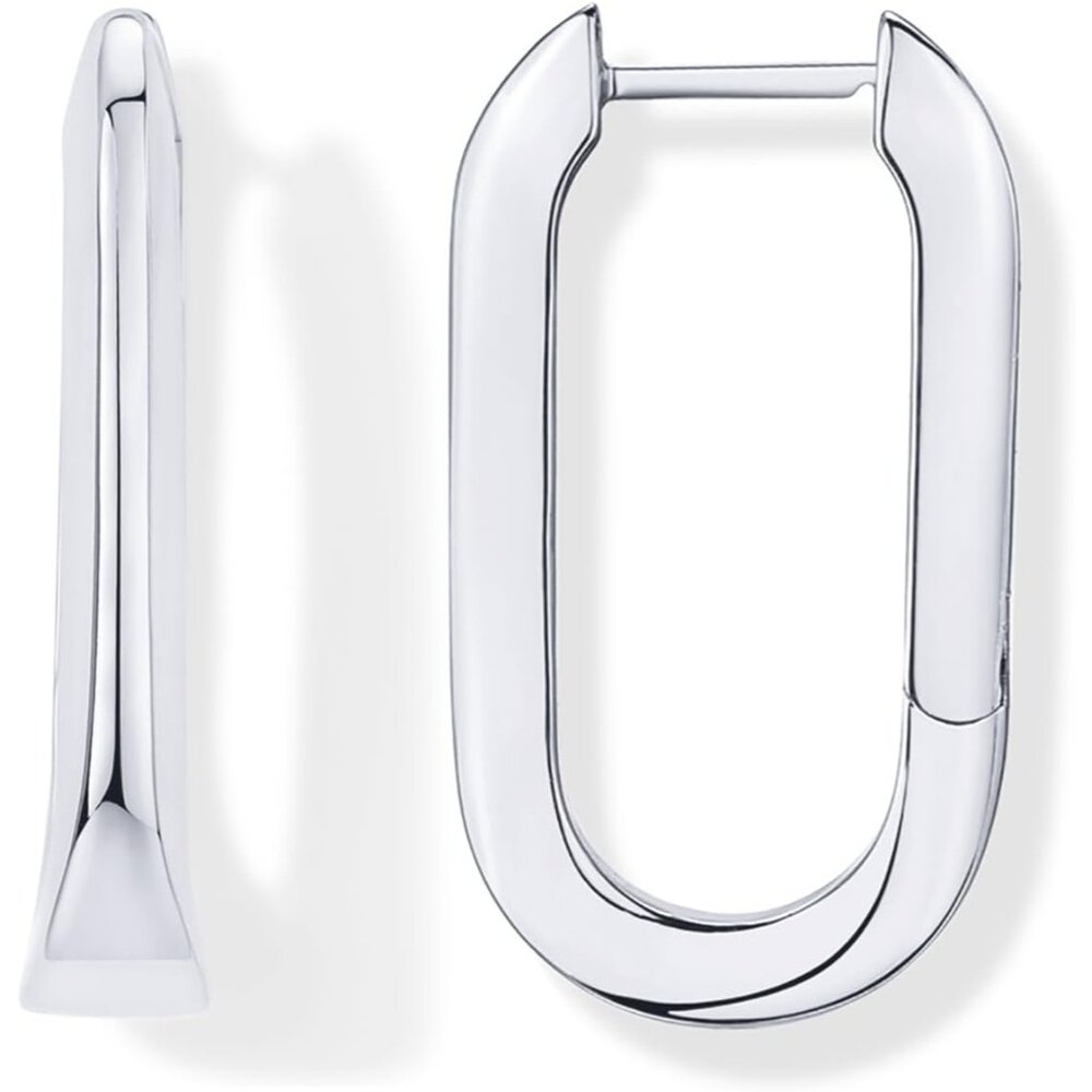 14k Gold Plated U-Shaped Geometric Hoop Earrings For Women - Hypoallergenic